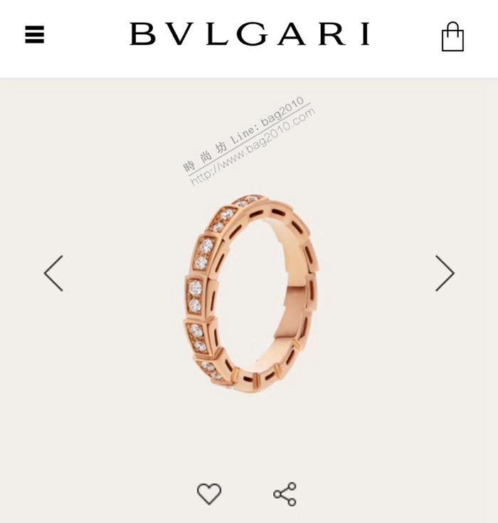 Bvlgari飾品 寶格麗蛇系列單排鑽蛇戒指 經典百搭款  zgbq3260